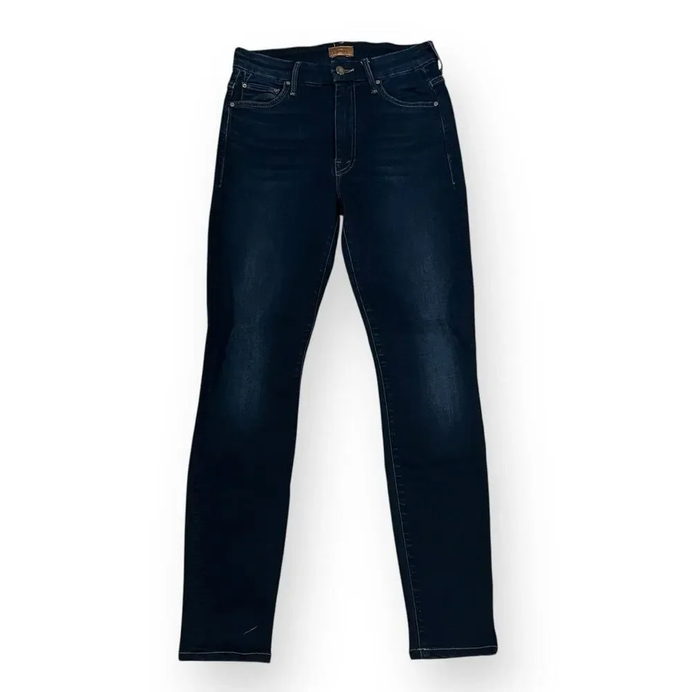MOTHER Jeans Womens 26 High Waisted Looker Coffee Tea Or Me Denim Dark Blue Wash